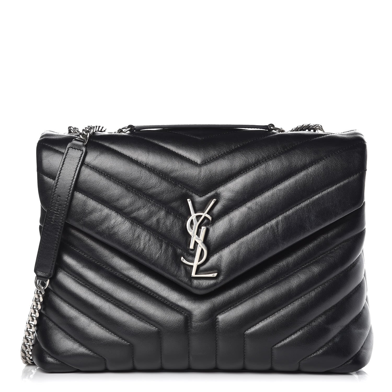 Saint Laurent Calfskin Y Quilted Monogram Medium Loulou Chain Satchel Black 1 of 12