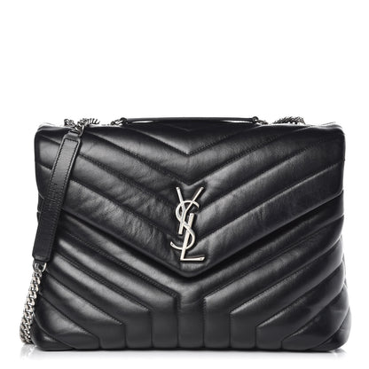 Saint Laurent Calfskin Y Quilted Monogram Medium Loulou Chain Satchel Black 1 of 12