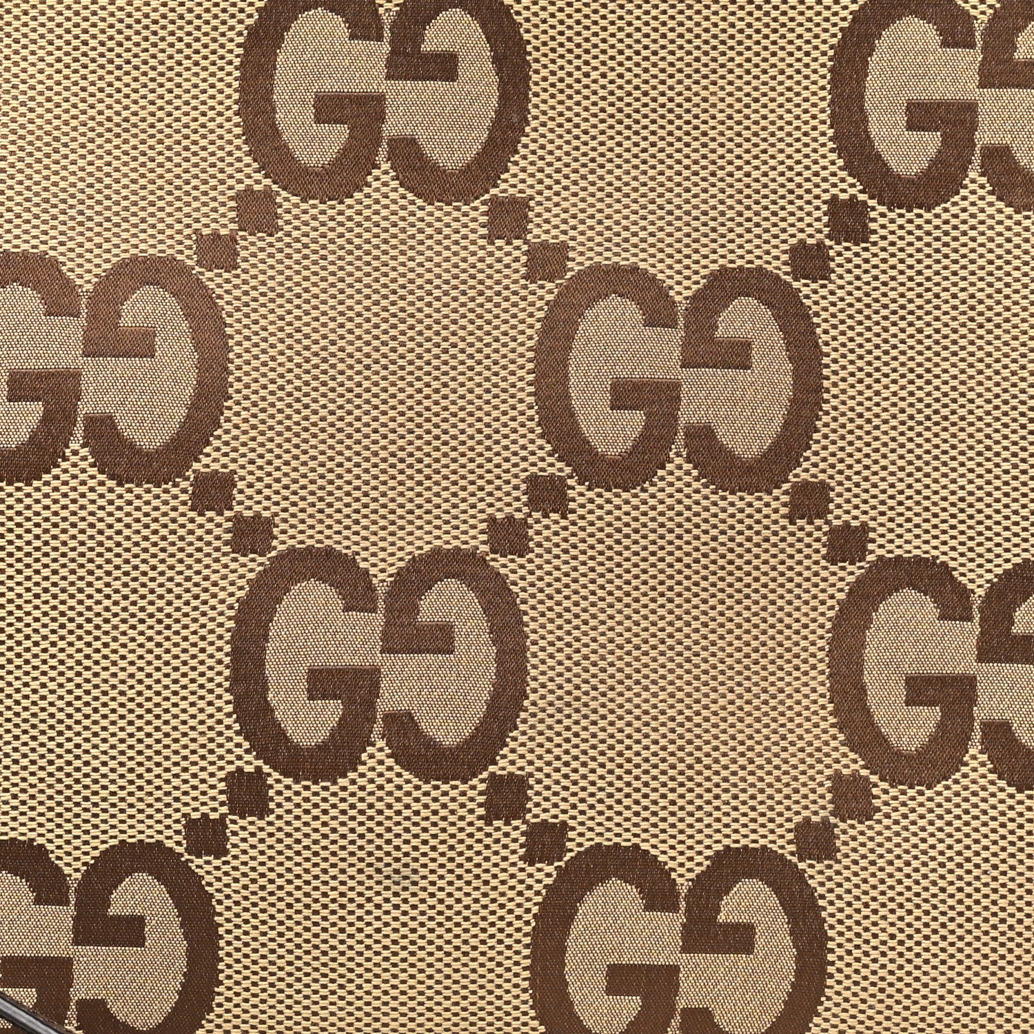 Gucci Monogram Jumbo GG Textured Dollar Calfskin Web Wristlet Messenger Bag Camel Ebony New Acero 7 of 9