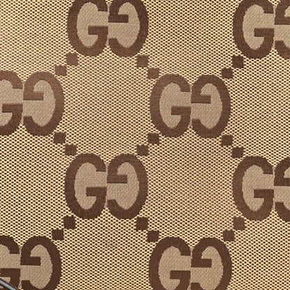 Gucci Monogram Jumbo GG Textured Dollar Calfskin Web Wristlet Messenger Bag Camel Ebony New Acero 7 of 9