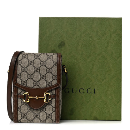 Gucci GG Supreme Monogram Mini Horsebit 1955 Crossbody Bag Beige Brown Sugar 18 of 18