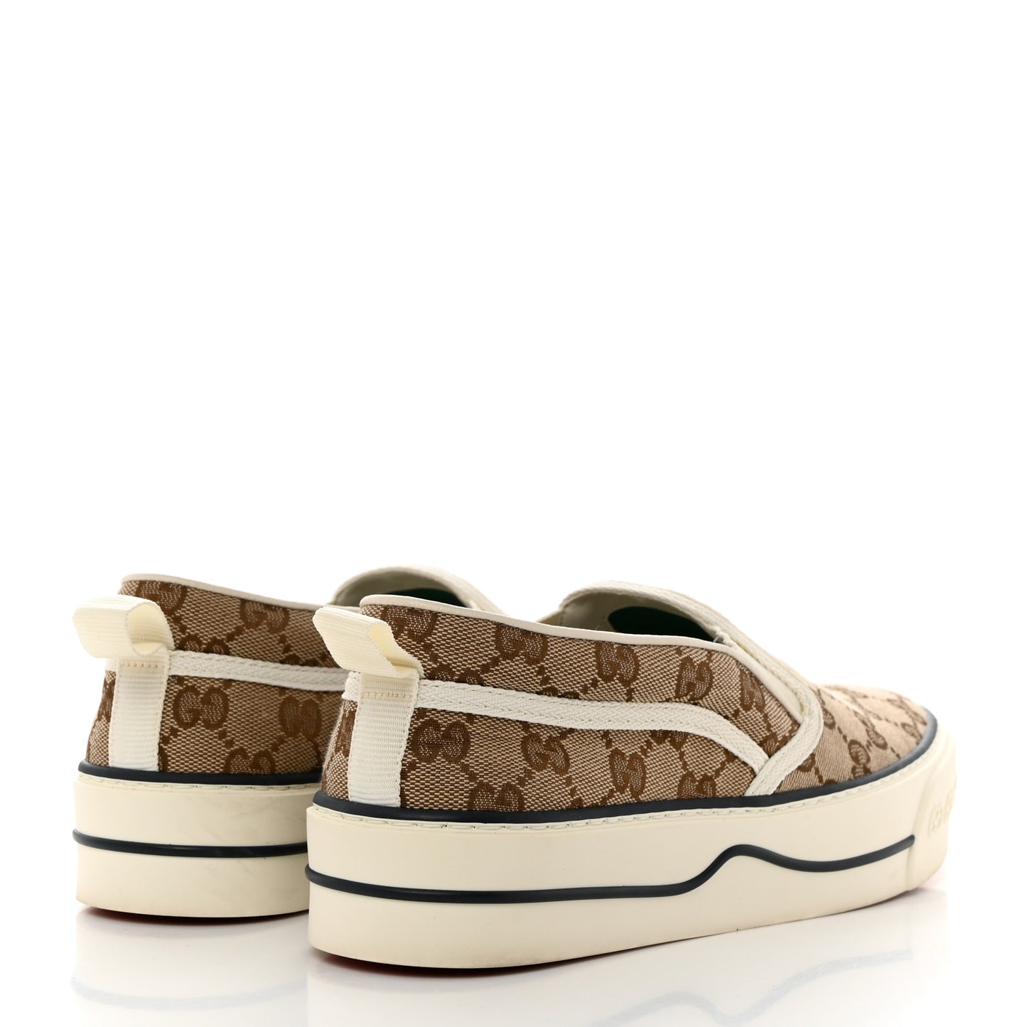 GG Monogram Womens 1977 Tennis Slip On 30mm Sneakers 40 Beige Ebony Mystic White