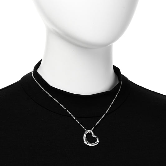 Sterling Silver 22mm Elsa Peretti Open Heart Pendant Necklace