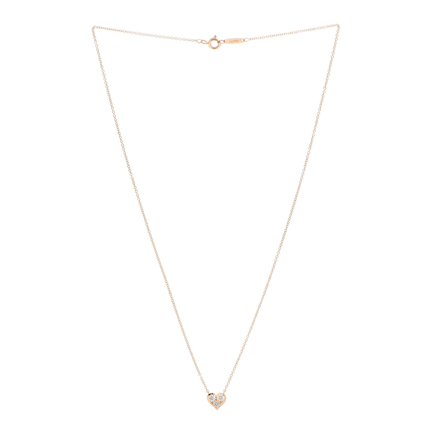 18K Rose Gold Diamond Heart Pendant Necklace