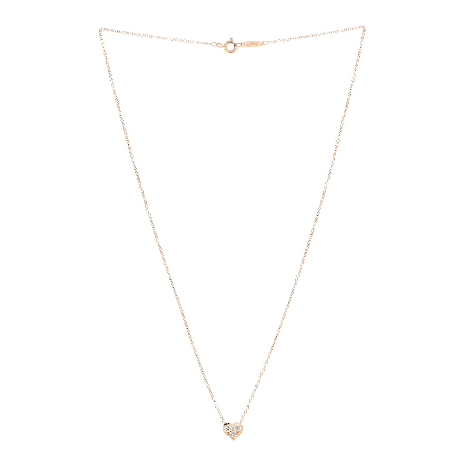 Tiffany 18K Rose Gold Diamond Heart Pendant Necklace 3 of 4