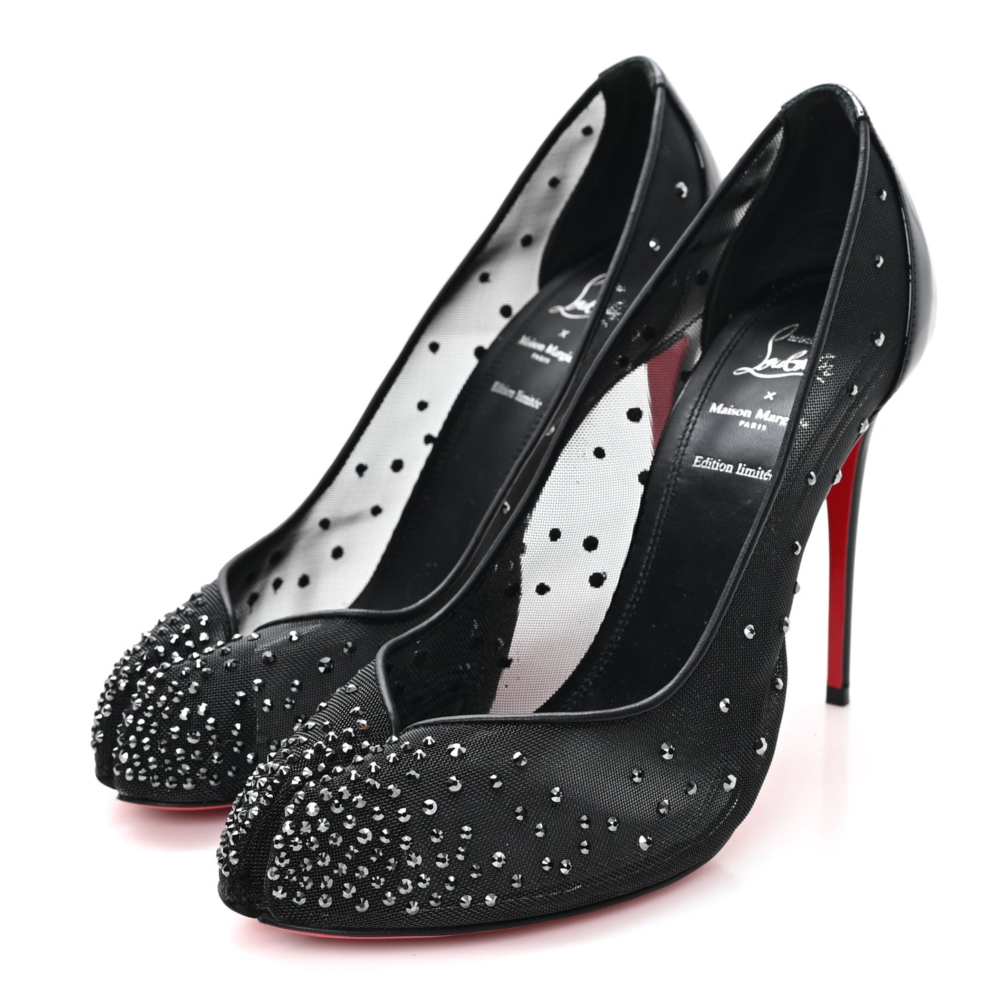 X MAISON MARGIELA Rete Patent Strass Bridiela Una 100 Pumps 39 Black