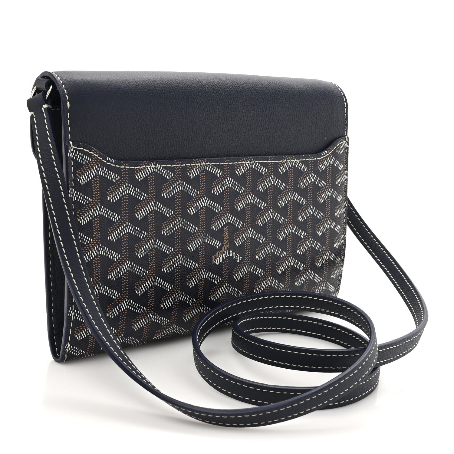 Goyard Goyardine Calfskin Chypre Wallet Pouch Navy 3 of 10