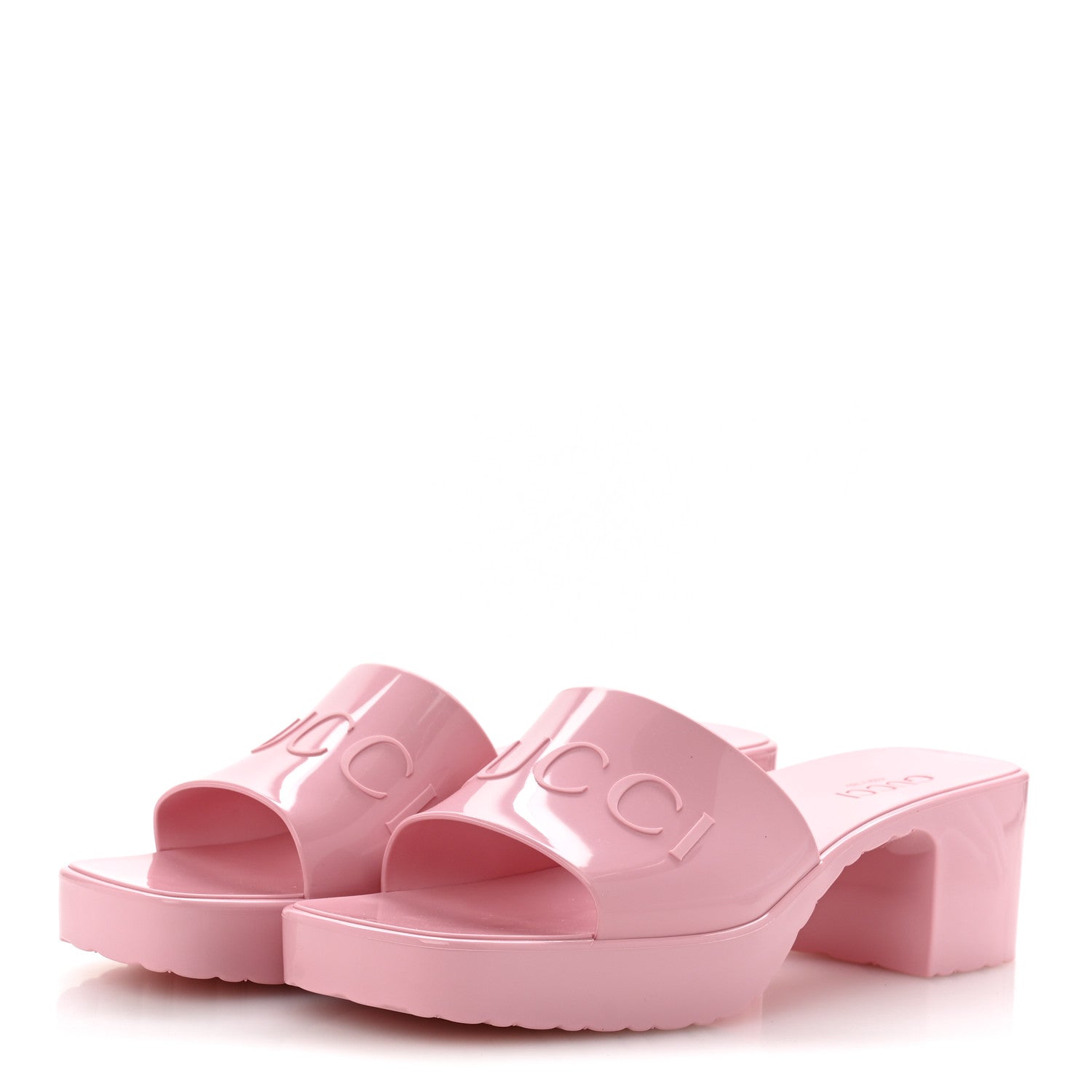 Gucci Rubber Gucci Logo Womens Platform 20/60mm Slide Sandals 39 Wild Rose 3 of 10