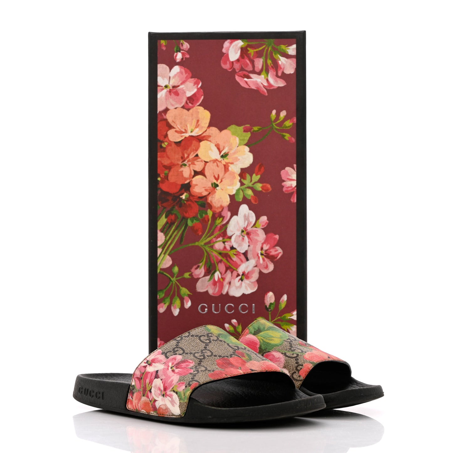 GG Supreme Monogram Blooms Slide Sandals 35 Beige Multicolor