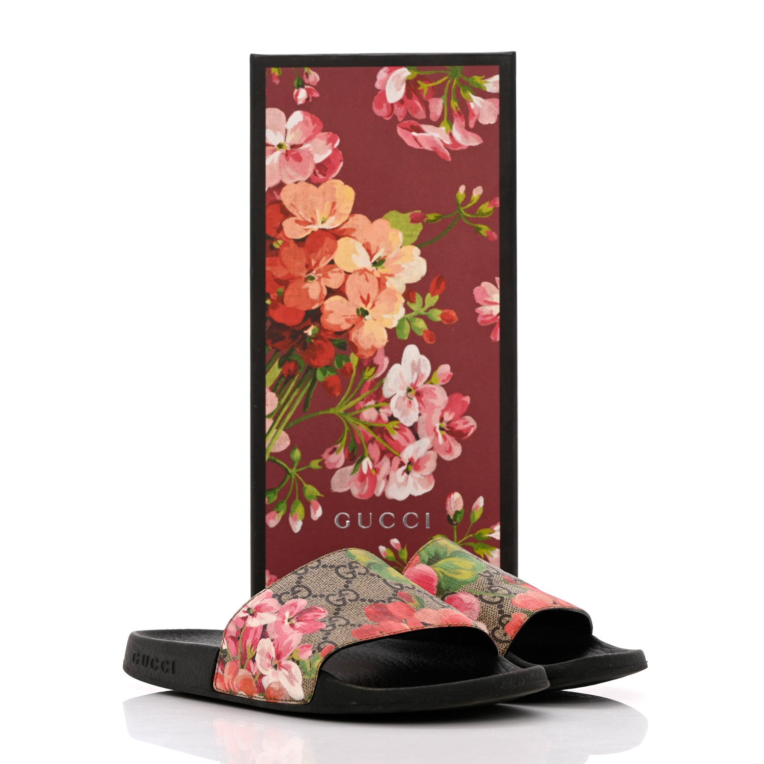 Gucci GG Supreme Monogram Blooms Slide Sandals 35 Beige Multicolor 11 of 11