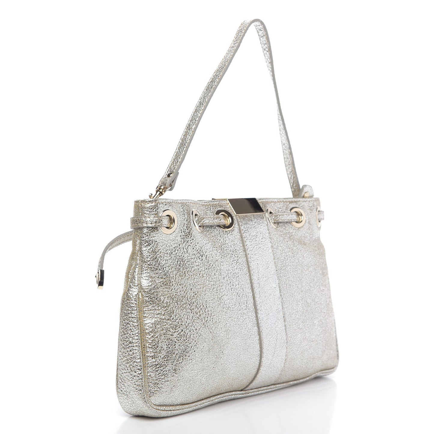 Metallic Calfskin Rhea Shoulder Bag Silver