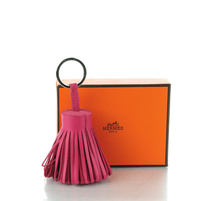 Hermes Lambskin Carmen Tassel Key Holder Rose Shocking 5 of 5