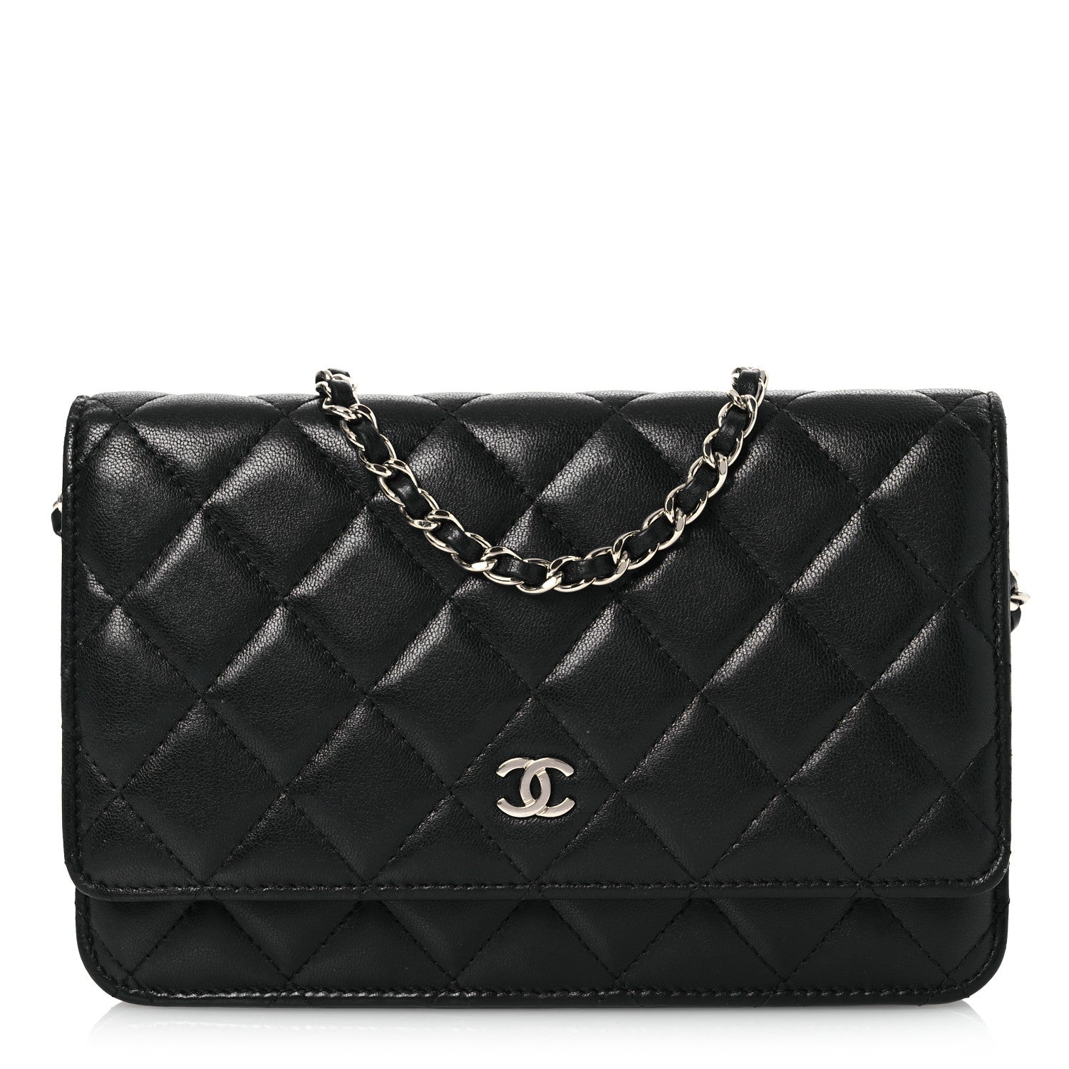 Chanel Lambskin Quilted Wallet On Chain WOC Black 1 of 16