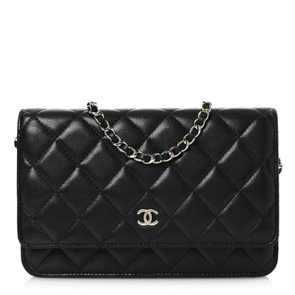 Chanel Lambskin Quilted Wallet On Chain WOC Black 1 of 16