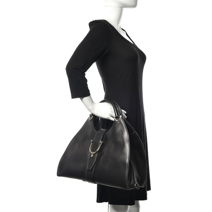 Gucci Calfskin Medium Stirrup Top Handle Bag Black 2 of 12