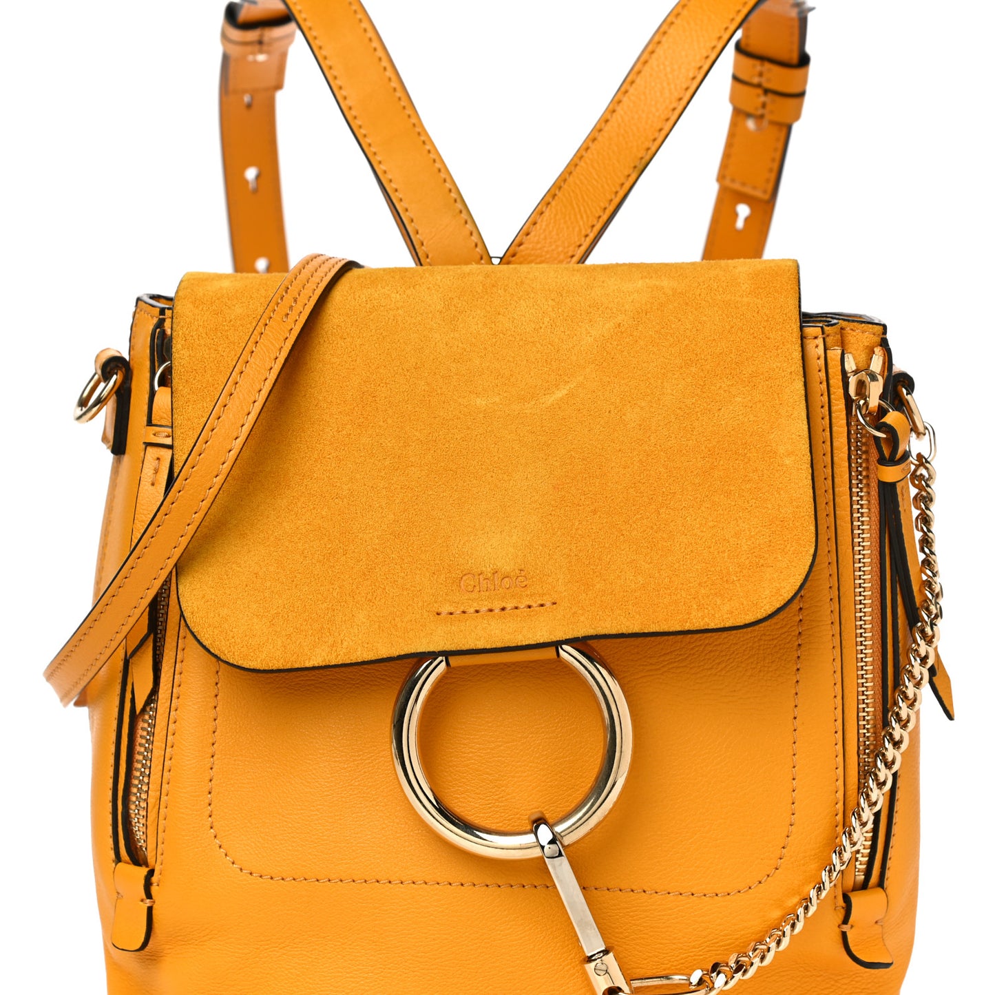 Suede Calfskin Small Faye Backpack Dusty Yellow