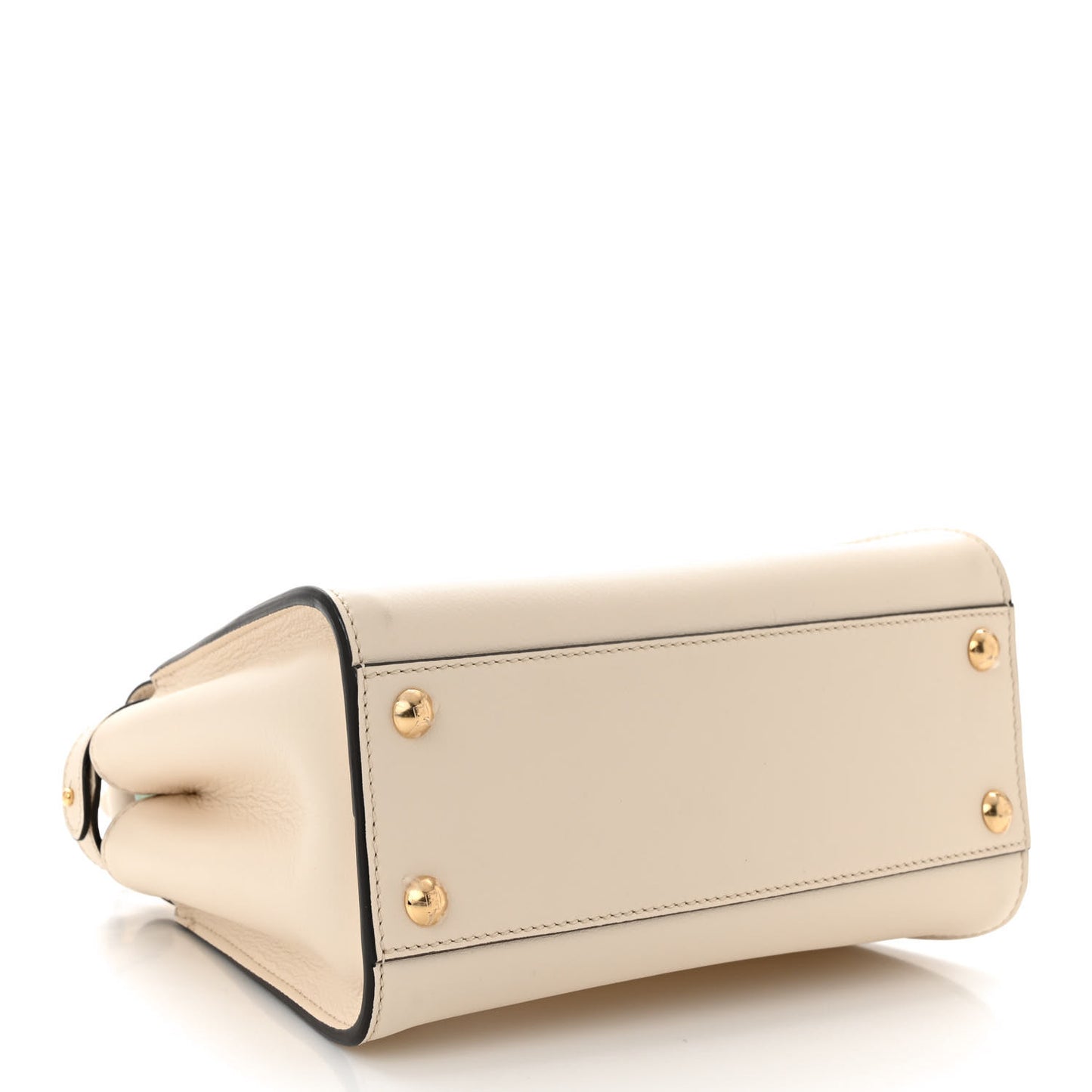 Vitello Seta Suede FF Mini Peekaboo Iconic Satchel Uovo Sigaro Marrone