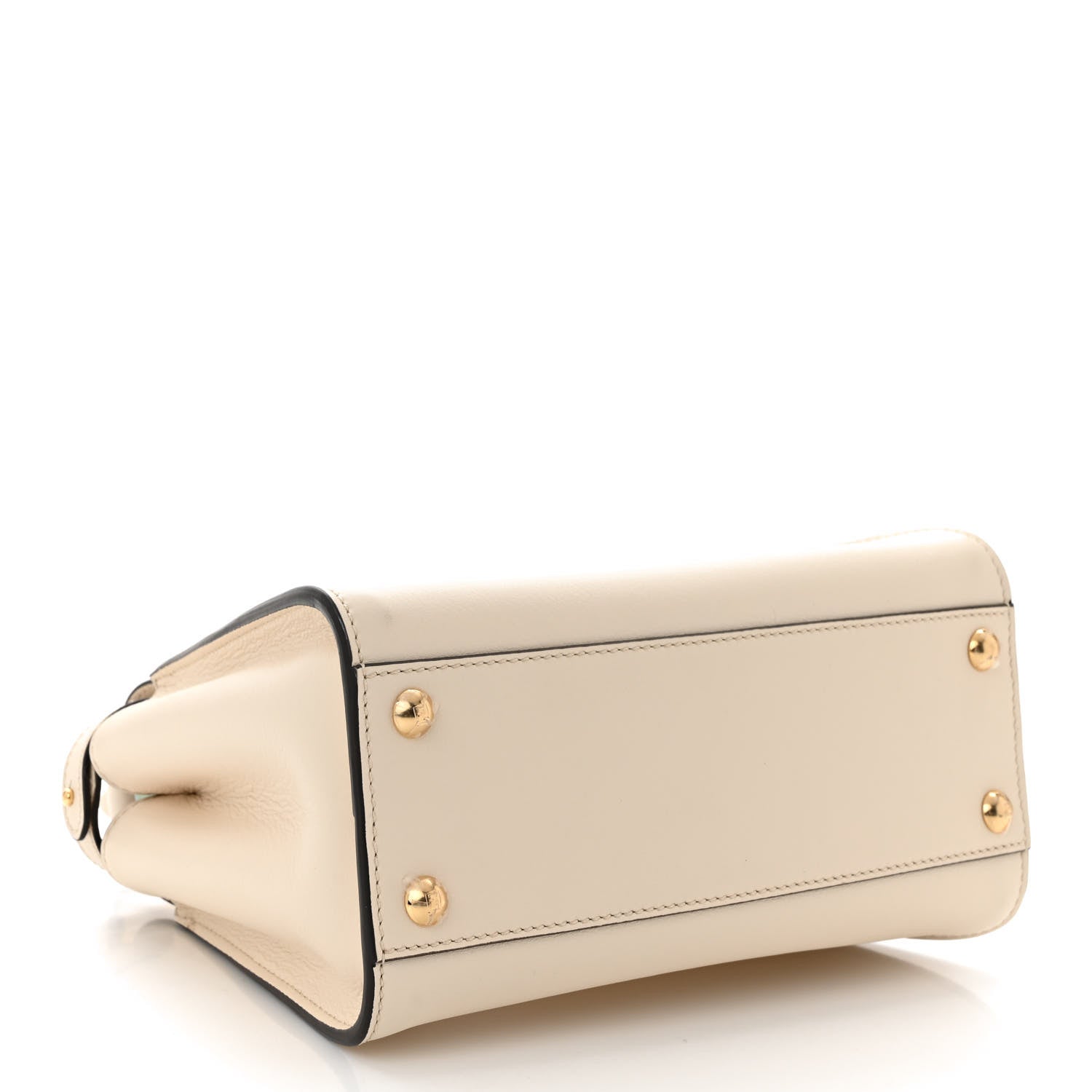 Fendi Vitello Seta Suede FF Mini Peekaboo Iconic Satchel Uovo Sigaro Marrone 4 of 11
