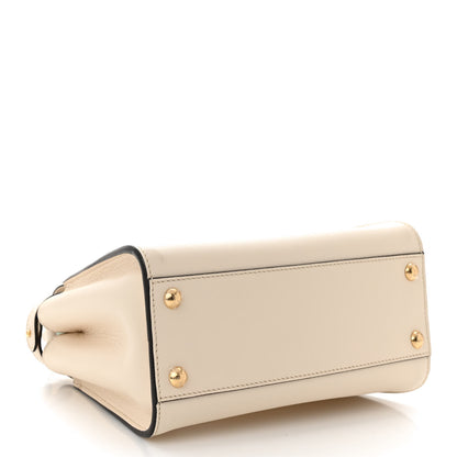 Fendi Vitello Seta Suede FF Mini Peekaboo Iconic Satchel Uovo Sigaro Marrone 4 of 11