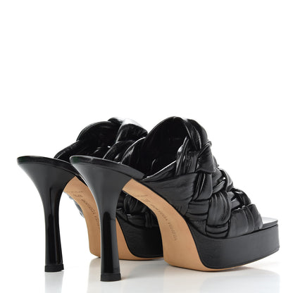 Bottega Veneta Shiny Nappa Intreccio The Board Platform Mule Sandals 37.5 Black 4 of 10