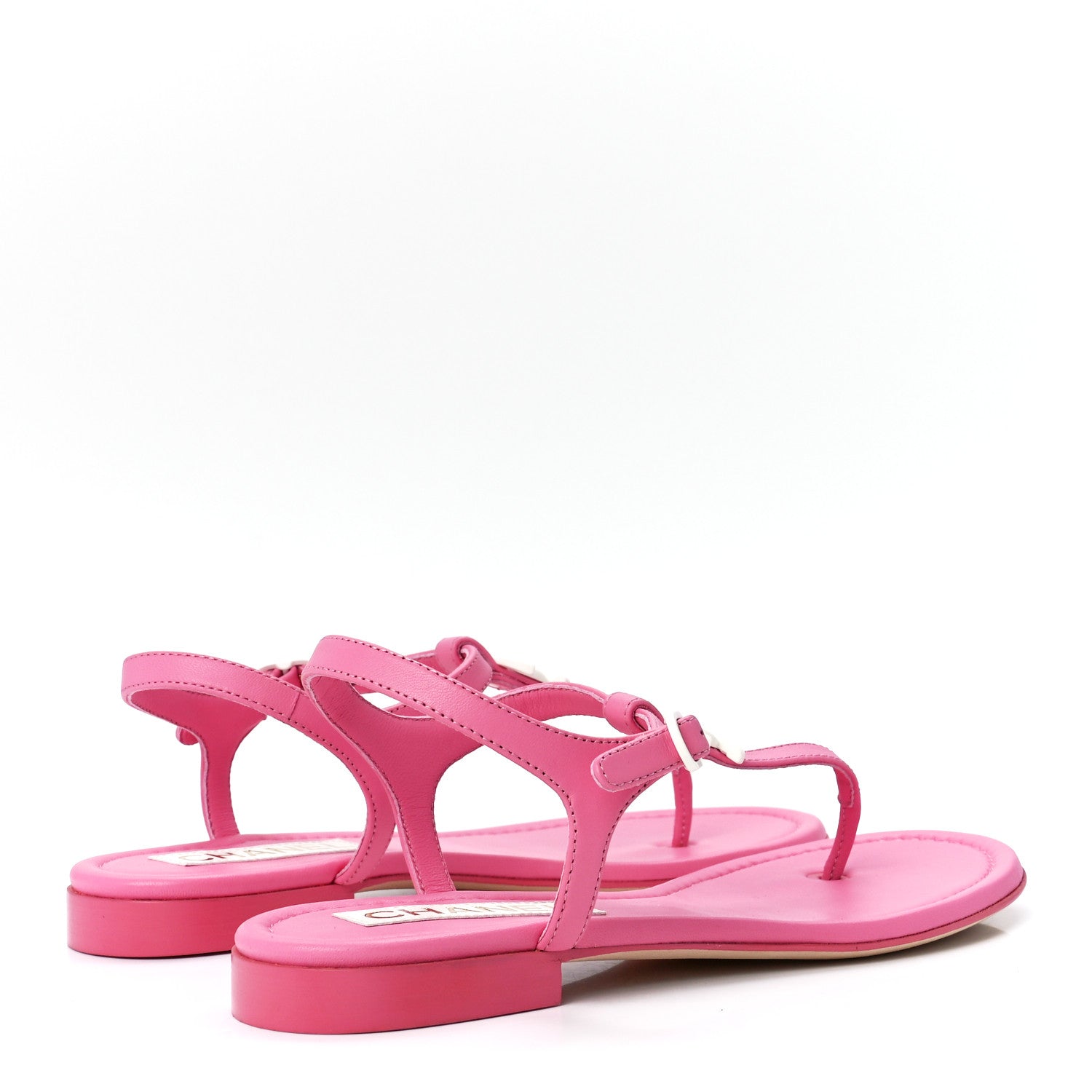 Chanel Lambskin CC Logo Thong Sandals 37.5 Pink 4 of 9