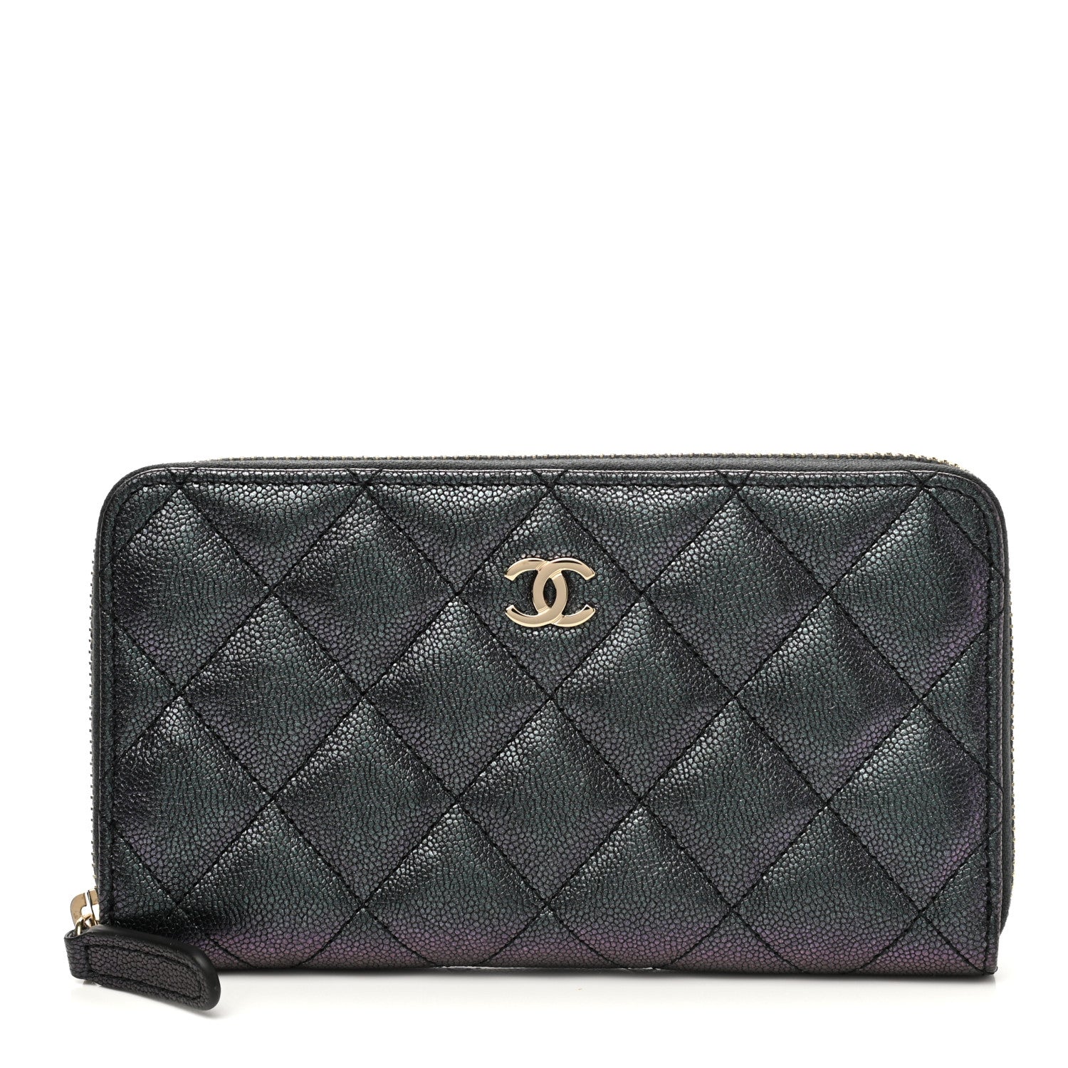Chanel Iridescent Caviar Quilted Medium Zip Around Wallet Black 1 of 9