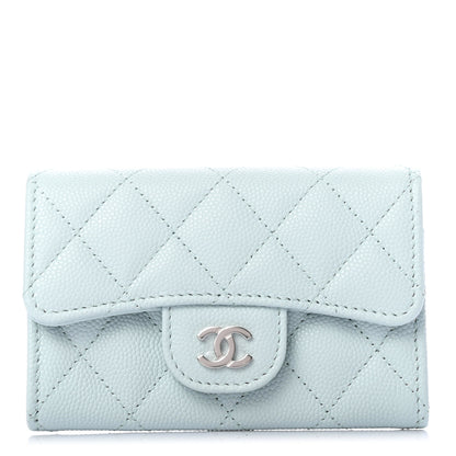 Chanel Caviar Quilted Flap Card Holder Wallet Light Blue 1 of 8