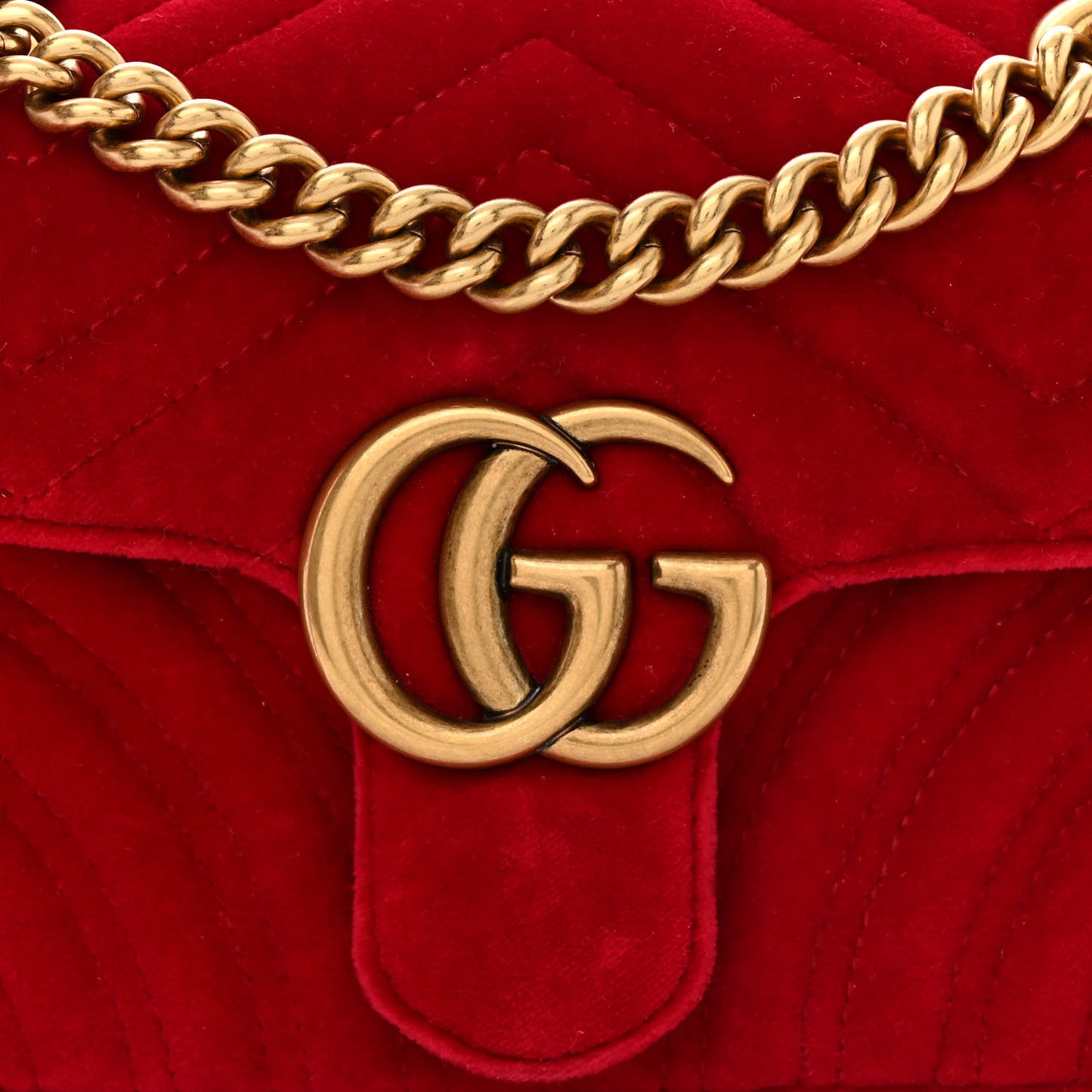 Velvet Matelasse Mini GG Marmont Shoulder Bag Hibiscus Red