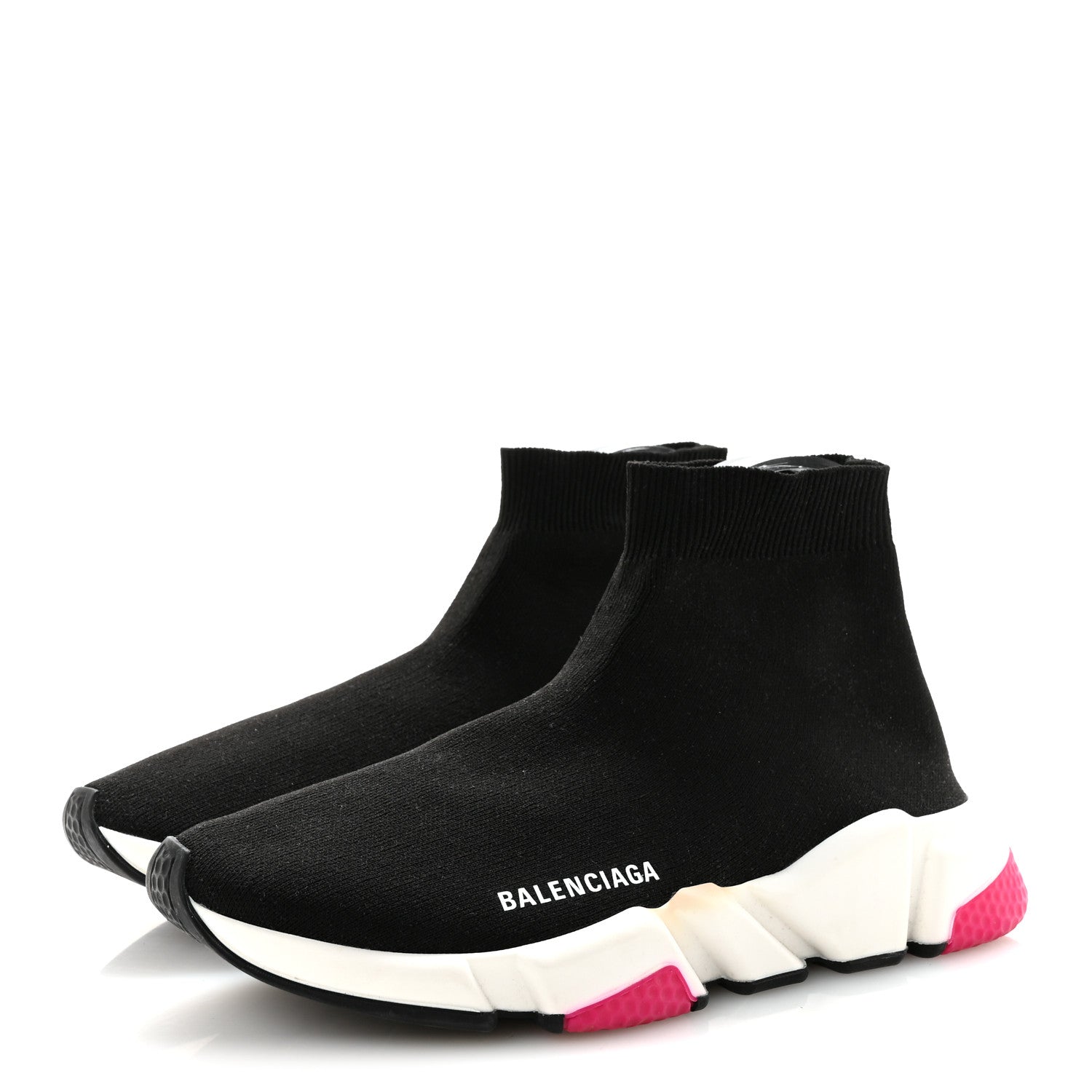 Balenciaga Neoprene Knit Womens Speed Sneakers 41 Black Pink 4 of 10
