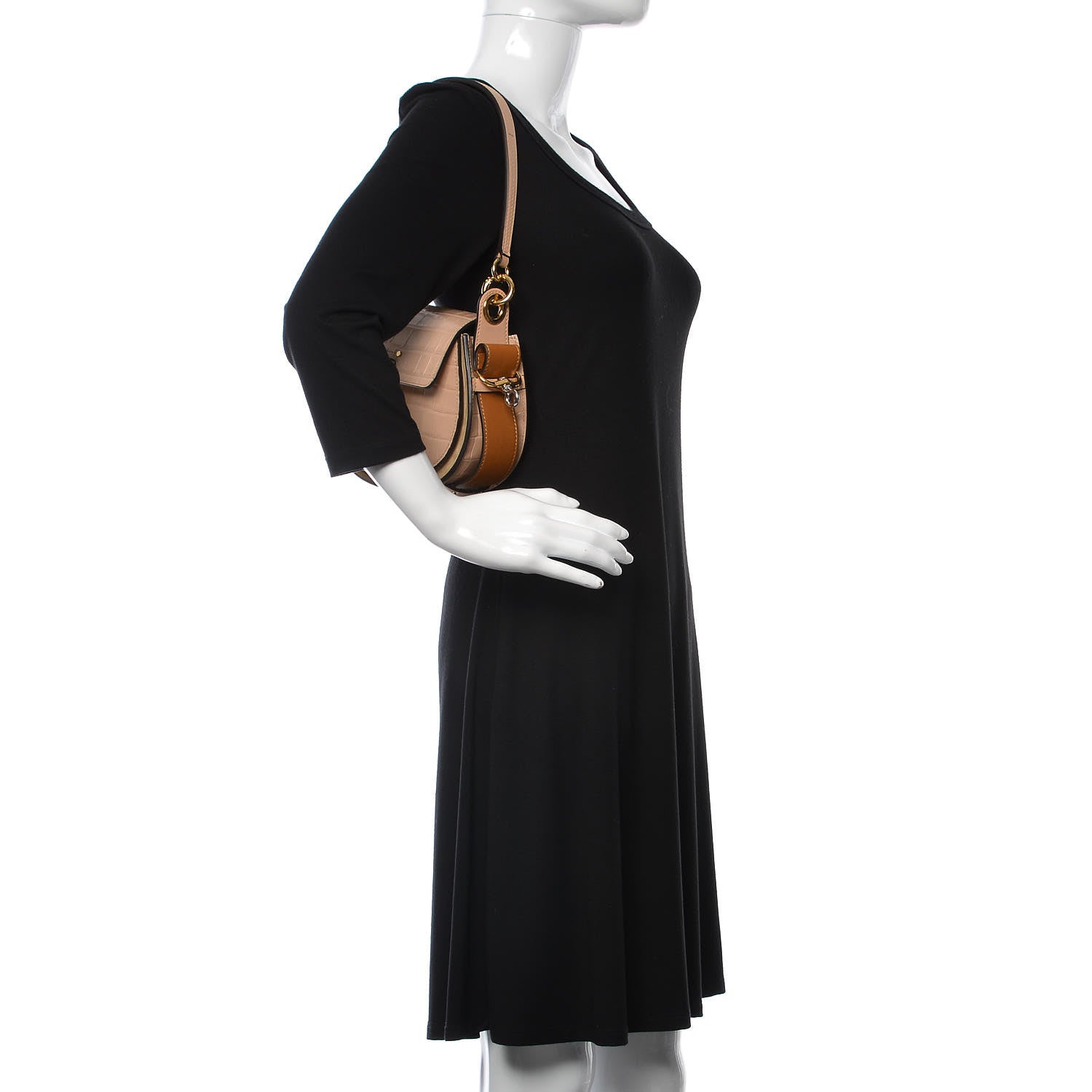 Chloe Calfskin Crocodile Embossed Small Tess Bag Nut 3 of 8