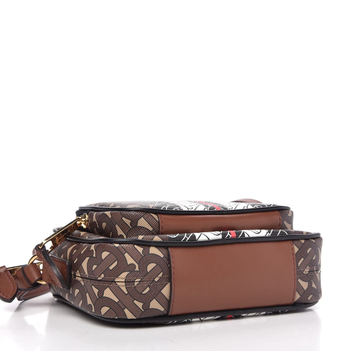 E-Canvas Monogram Stripe Camera Bag Bridle Brown