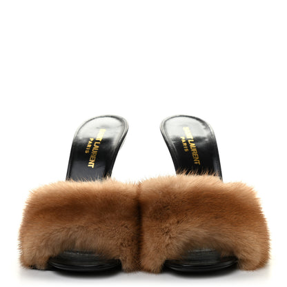 Saint Laurent Mink Calfskin Roy Mule Sandals 39 Tan 2 of 8