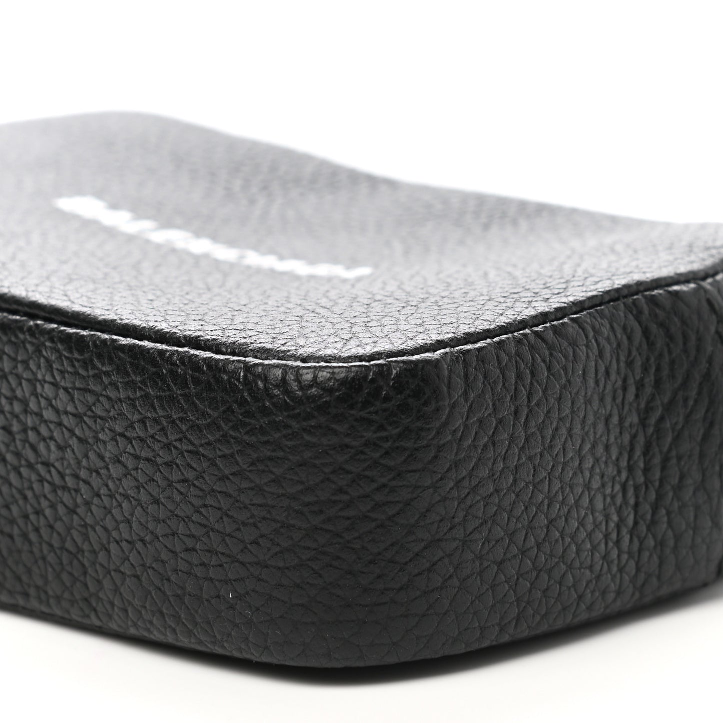 Grained Calfskin Logo Mini Cash Crossbody Pouch Black White