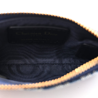 Christian Dior Denim Jacquard Oblique DiorTravel Myrte Zipped Key Case Blue 5 of 7