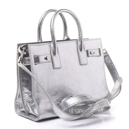 Saint Laurent Metallic Crinkled Calfskin Nano Supple Sac De Jour Silver 2 of 8