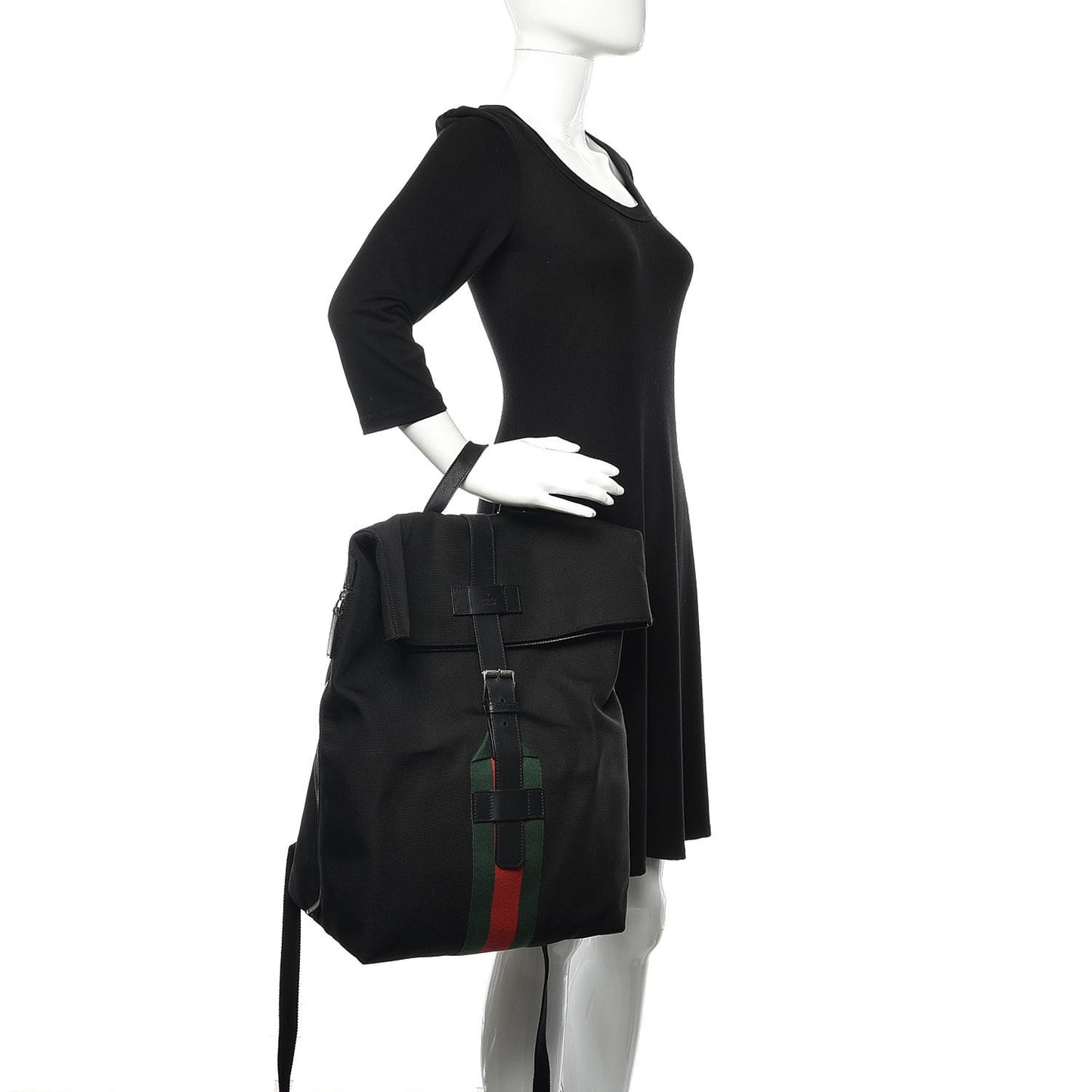 Techno Canvas Web Single Buckle Backpack Black