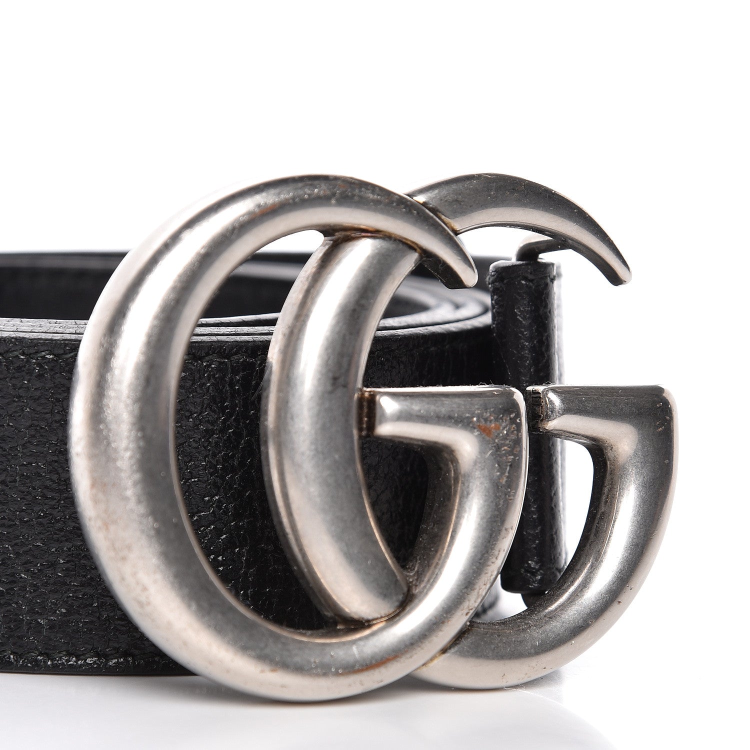 Gucci Textured Dollar Calfskin Nickel Double G 40mm Belt 105 42 Black 7 of 9