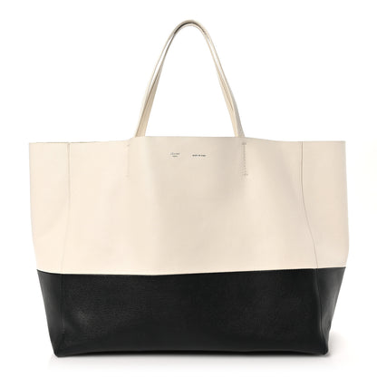 Celine Grained Calfskin Horizontal Bi-Color Cabas White Black 1 of 9