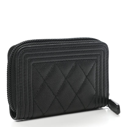 Chanel Caviar Quilted Boy Zip Around Coin Purse Wallet So Black 3 of 7