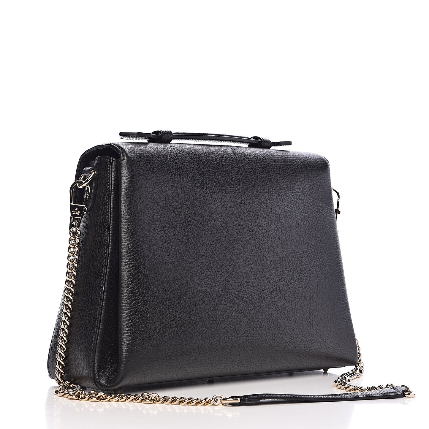 Dollar Calfskin Medium Interlocking G Top Handle Shoulder Bag Black