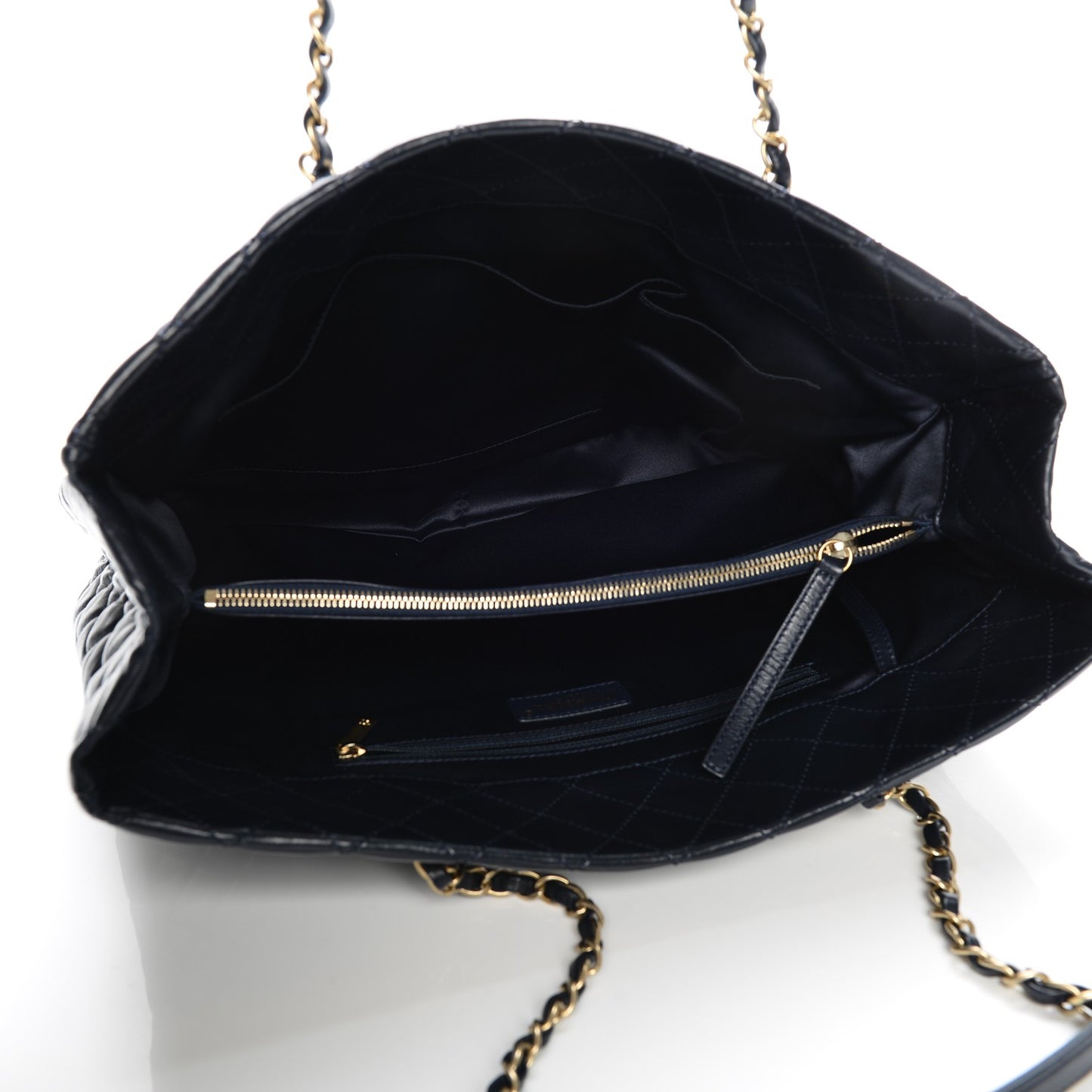 Lambskin Quilted Large Tote Navy
