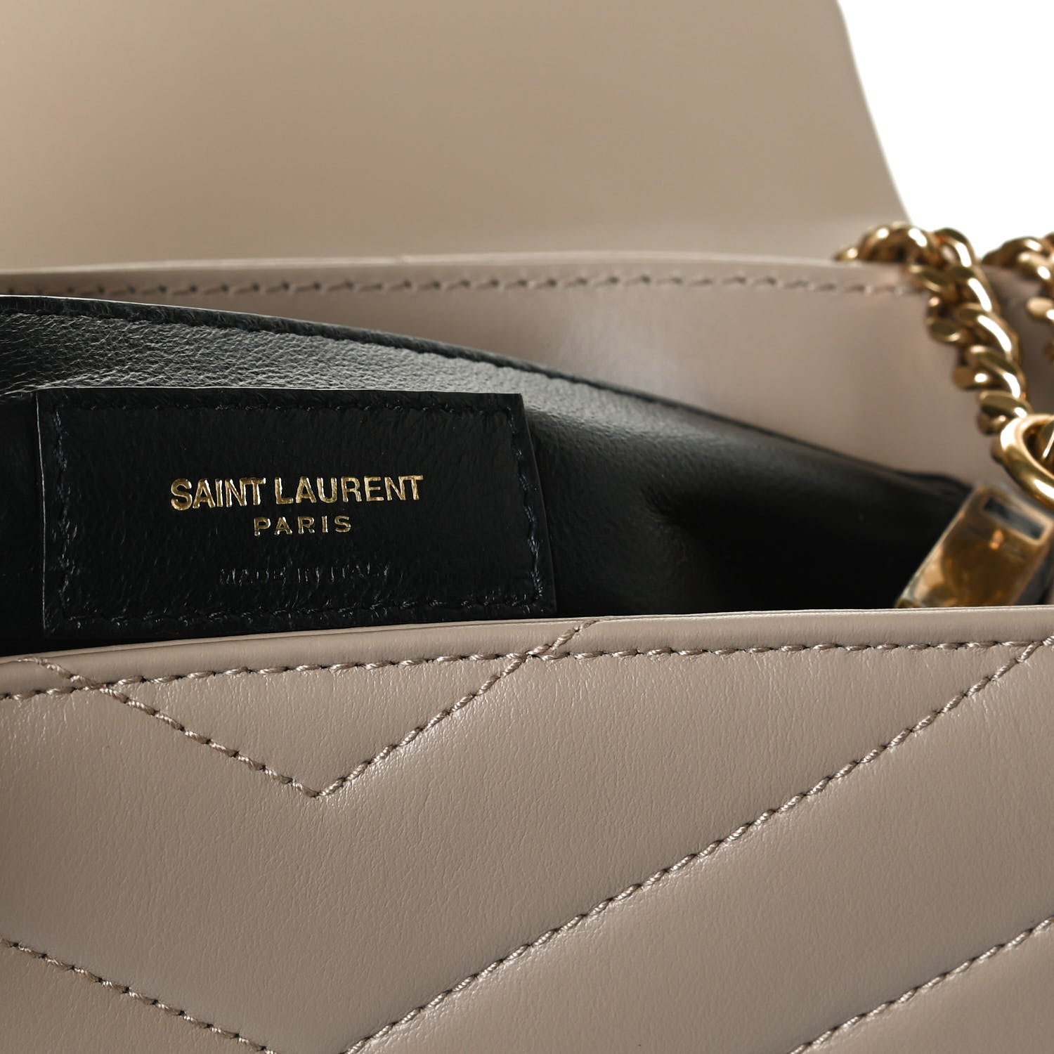 Saint Laurent Calfskin Y Quilted Monogram Small Loulou Chain Satchel Dark Beige 7 of 16
