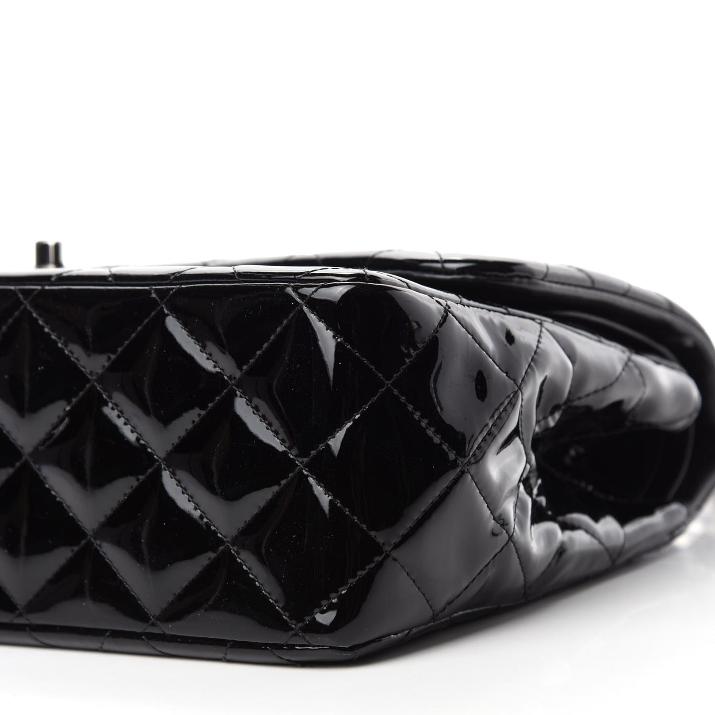 Patent Quilted Jumbo Double Flap Black