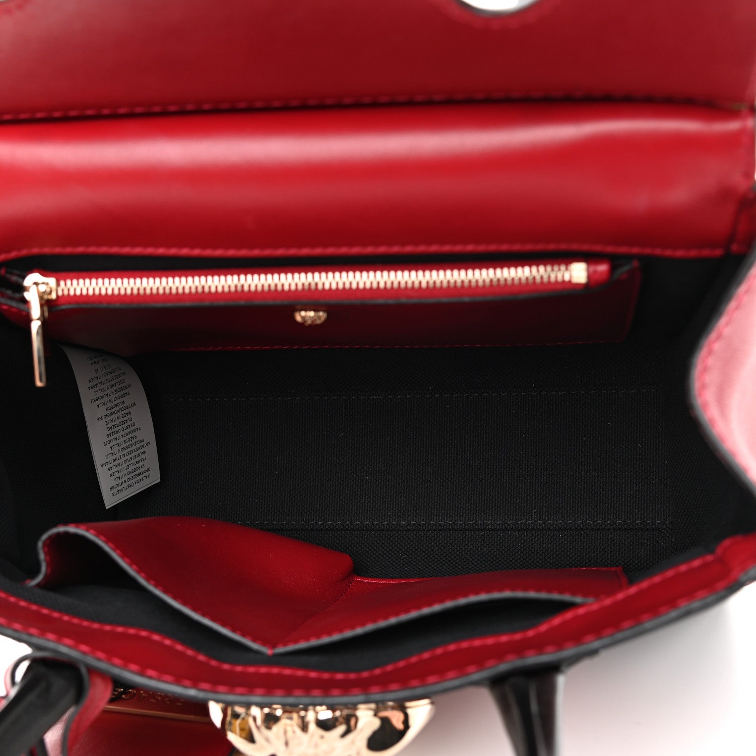 Versace Metallic Grained Calfskin Palazzo Empire Bag Gold Red Black 7 of 9