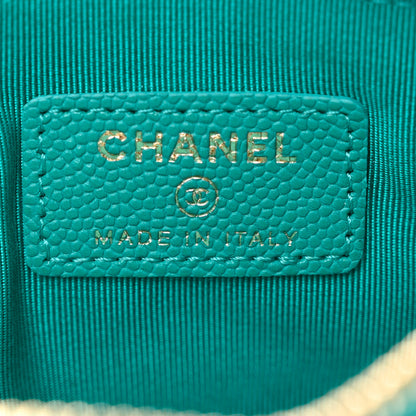 Chanel Caviar Quilted Small Cosmetic Case Turquoise 6 of 7