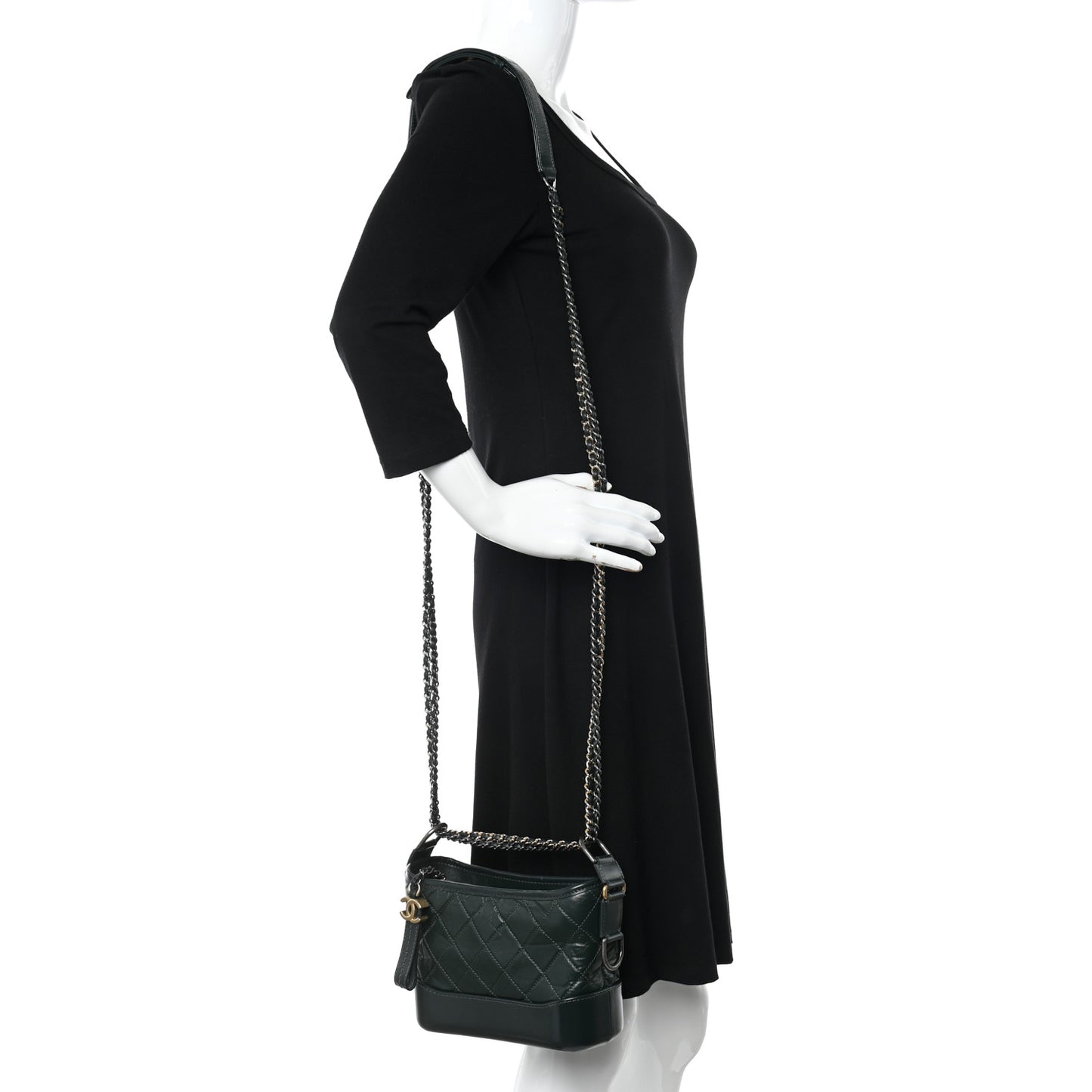 Aged Calfskin Quilted Small Gabrielle Hobo Dark Green