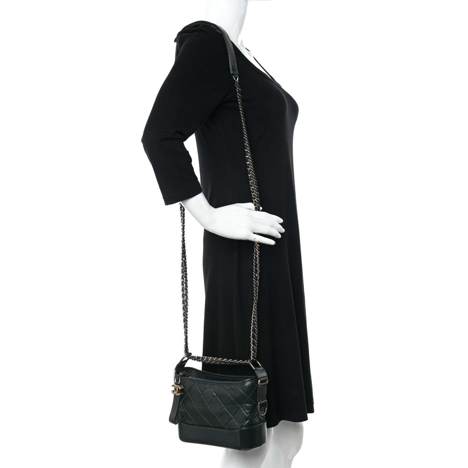 Chanel Aged Calfskin Quilted Small Gabrielle Hobo Dark Green 2 of 14