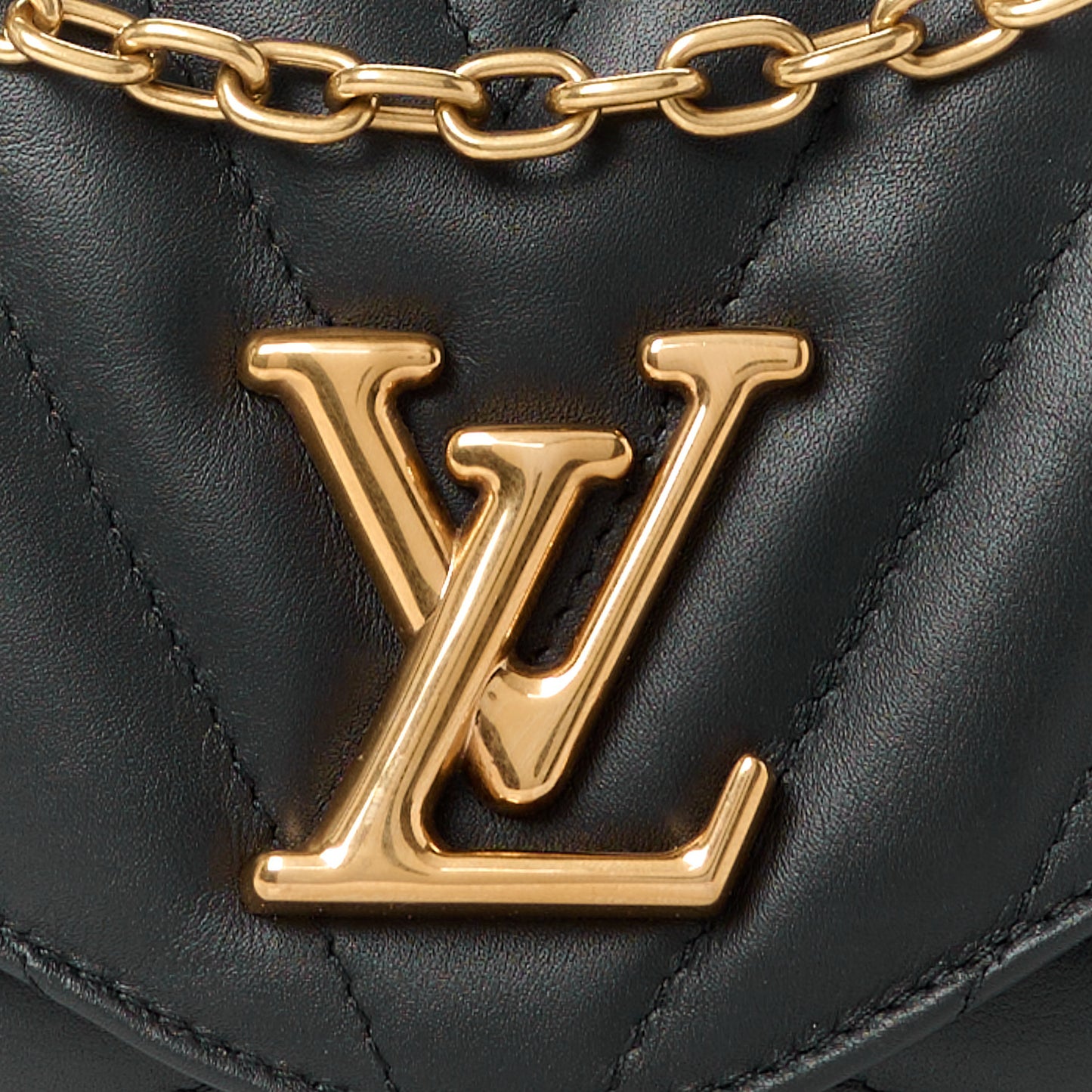 Calfskin LV New Wave Chain Bag Black
