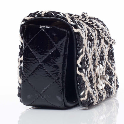 Chanel Perforated Patent Hand Embroidered Mini Flap Black 3 of 9