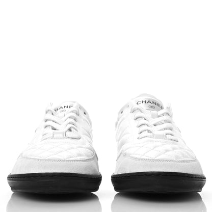 Chanel Shiny Calfskin Suede Quilted CC Logo Sneakers 41 White 4 of 7